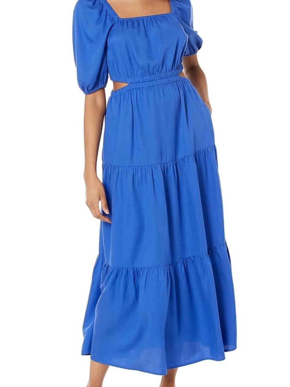 The Drop Womens Anaya Square Neck Cut-Out Tiered Maxi Dress. S. Blue  $69.90